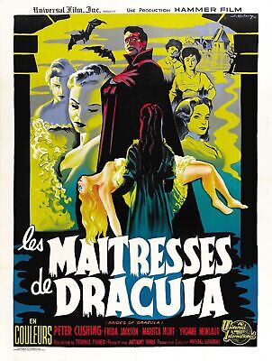 LES MAITRESSES DE DRACULA, PETER CUSHING, 1960, REPRO AFFICHE CINEMA VINTAGE, HQ