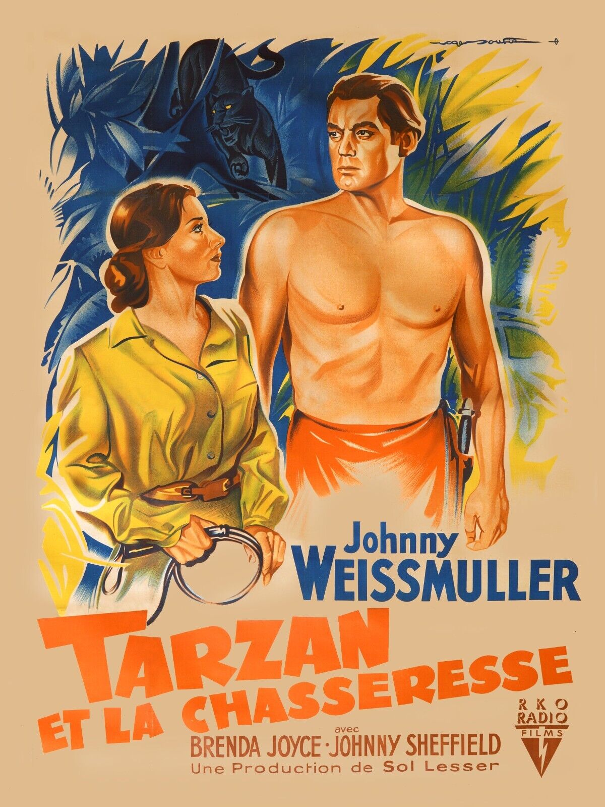 TARZAN ET LA CHASSERESSE, JOHNNY WEISSMULLER, 1947, REPRO CINEMA VINTAGE, HQ