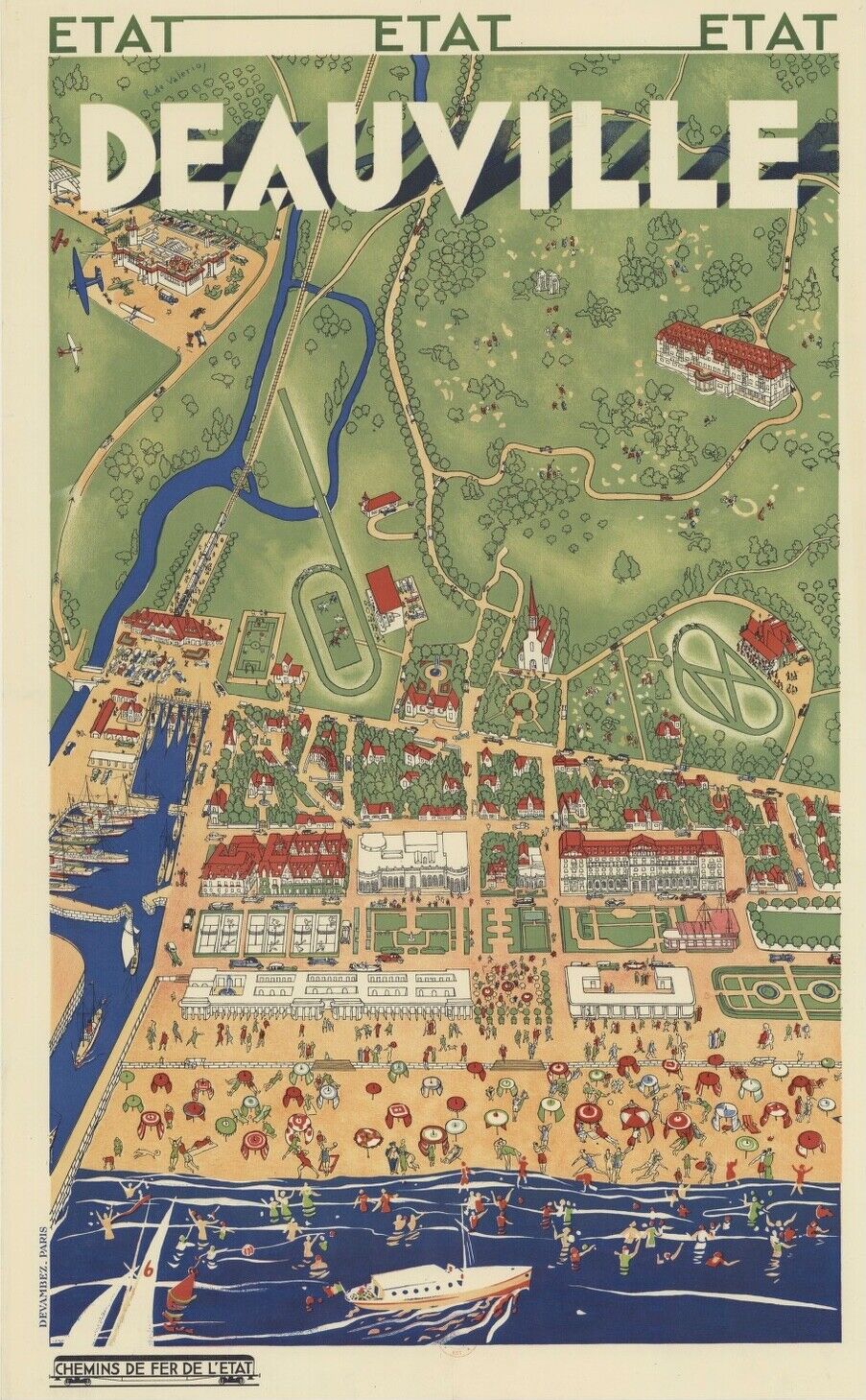 DEAUVILLE, REPRO TRAVEL POSTER, TOURISM, VINTAGE, HQ,