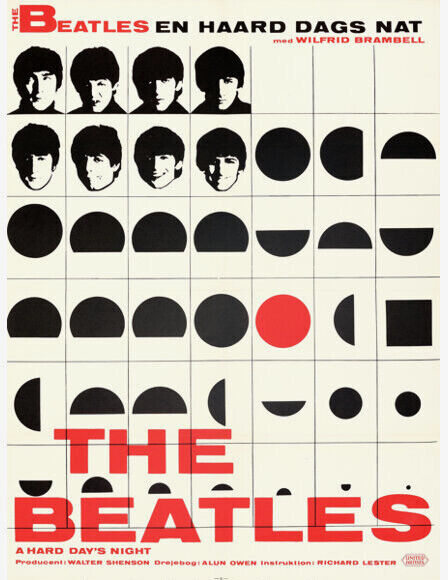 THE BEATLES, A HARD DAY'S NIGHT, REPRO AFFICHE MUSIQUE VINTAGE, HQ