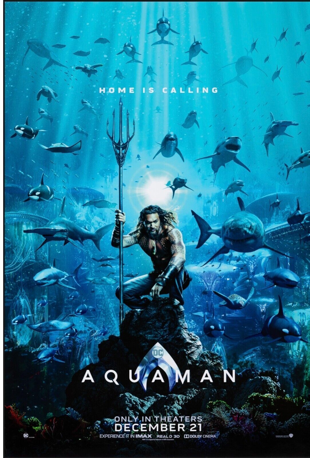 AQUAMAN AND THE LOST KINGDOM, JASON MOMOA, 2023, REPRO MOVIE POSTER, VINTAGE, HQ