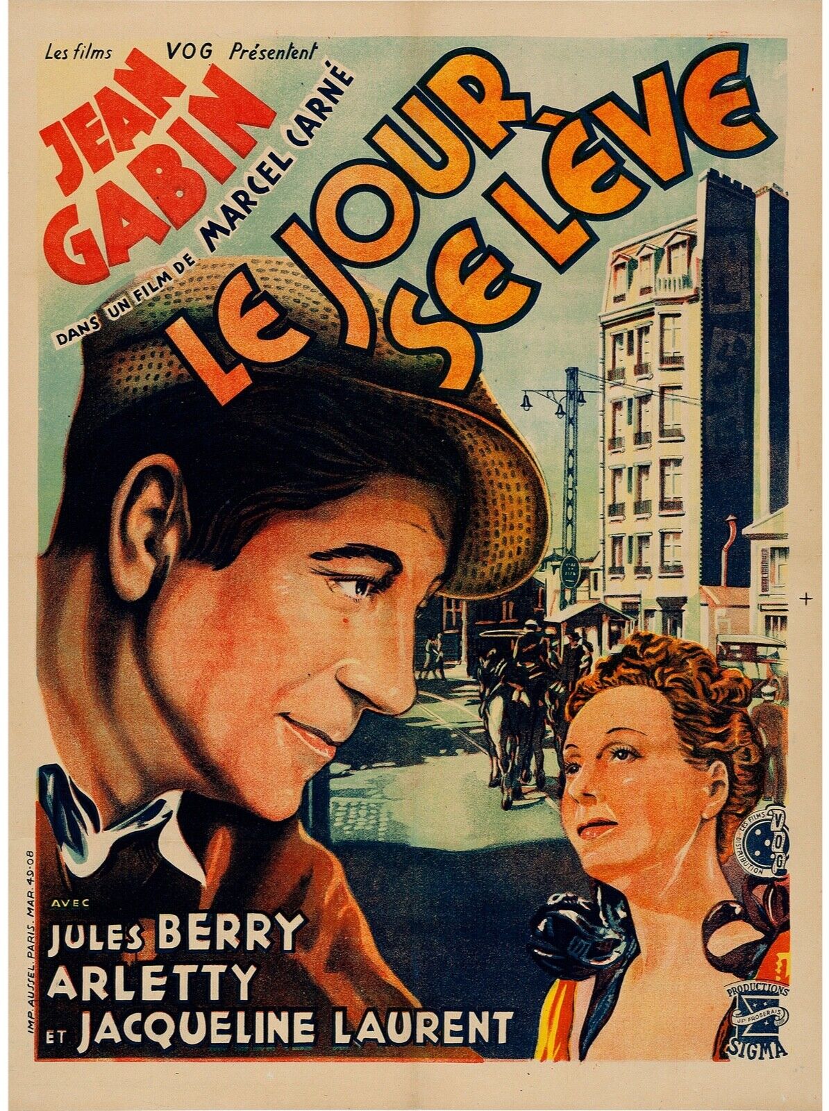 THE DAY IS BREAKING, JEAN GABIN, 1939, REPRO VINTAGE CINEMA POSTER, HQ