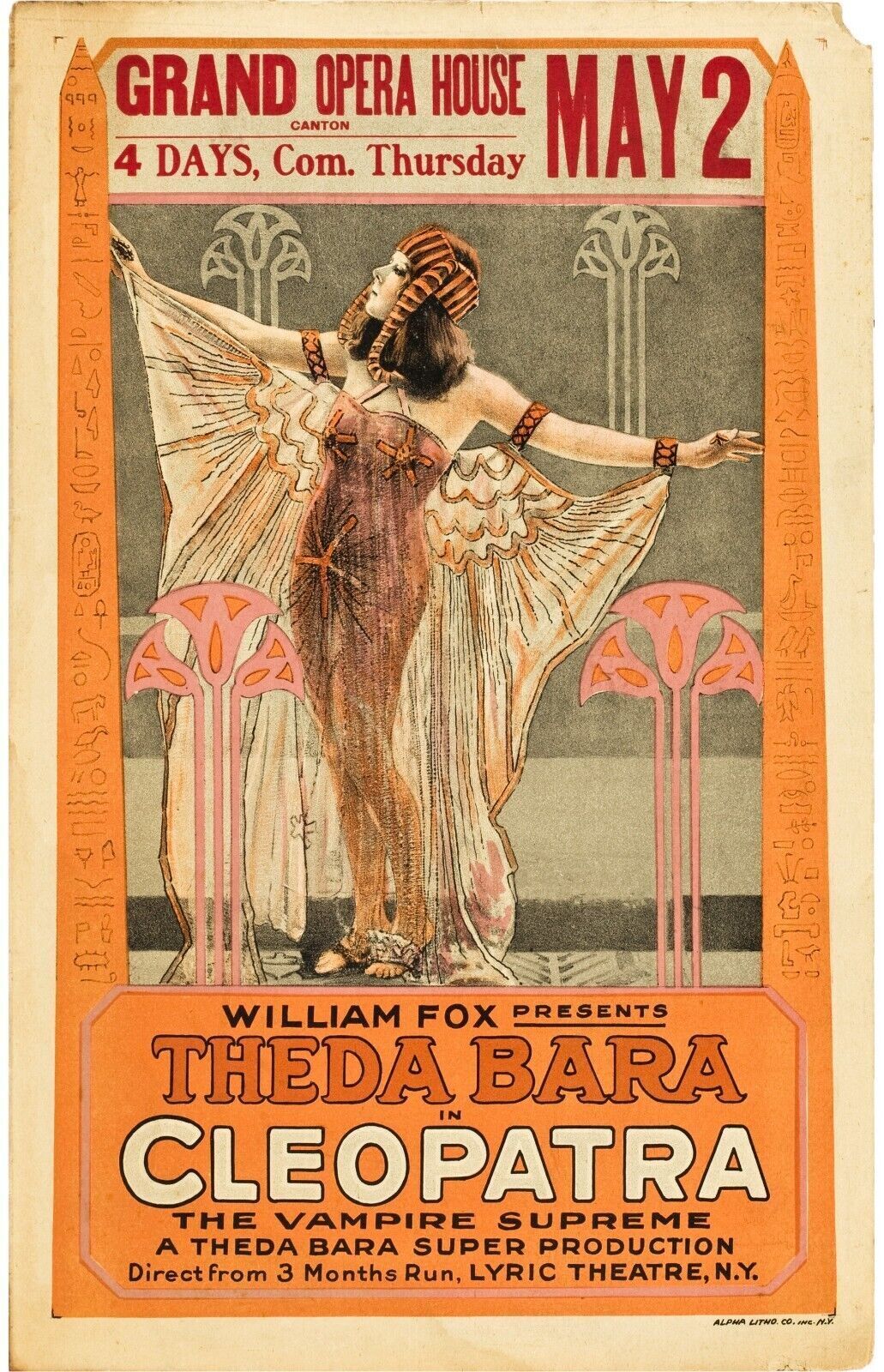 LA REINE DES CÉSARS, THEDA BARA, 1917, repro poster de cinéma, VINTAGE, HQ