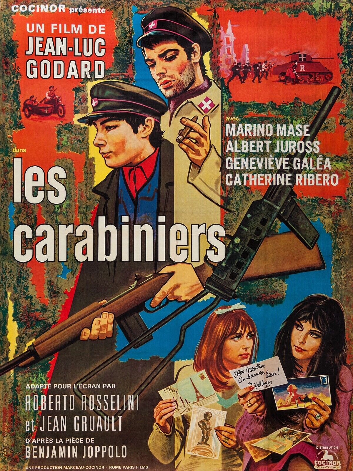 THE CARABINIERS, JEAN-LUC GODARD, 1963, Repro vintage cinema poster, HQ