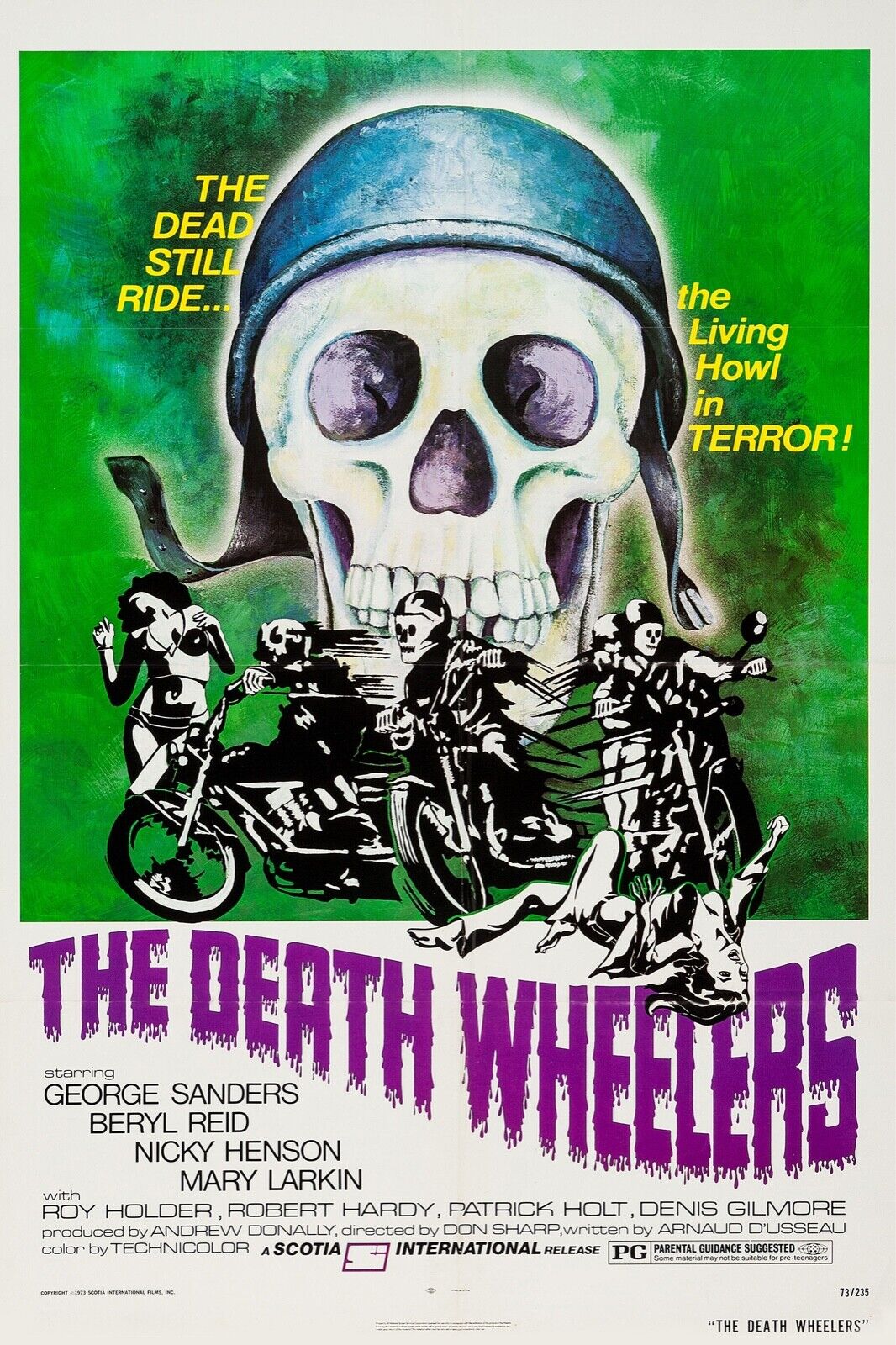 TTHE DEATH WHEELERS, GEORGE SANDERS - REPRO MOVIE POSTER, VINTAGE, HQ.