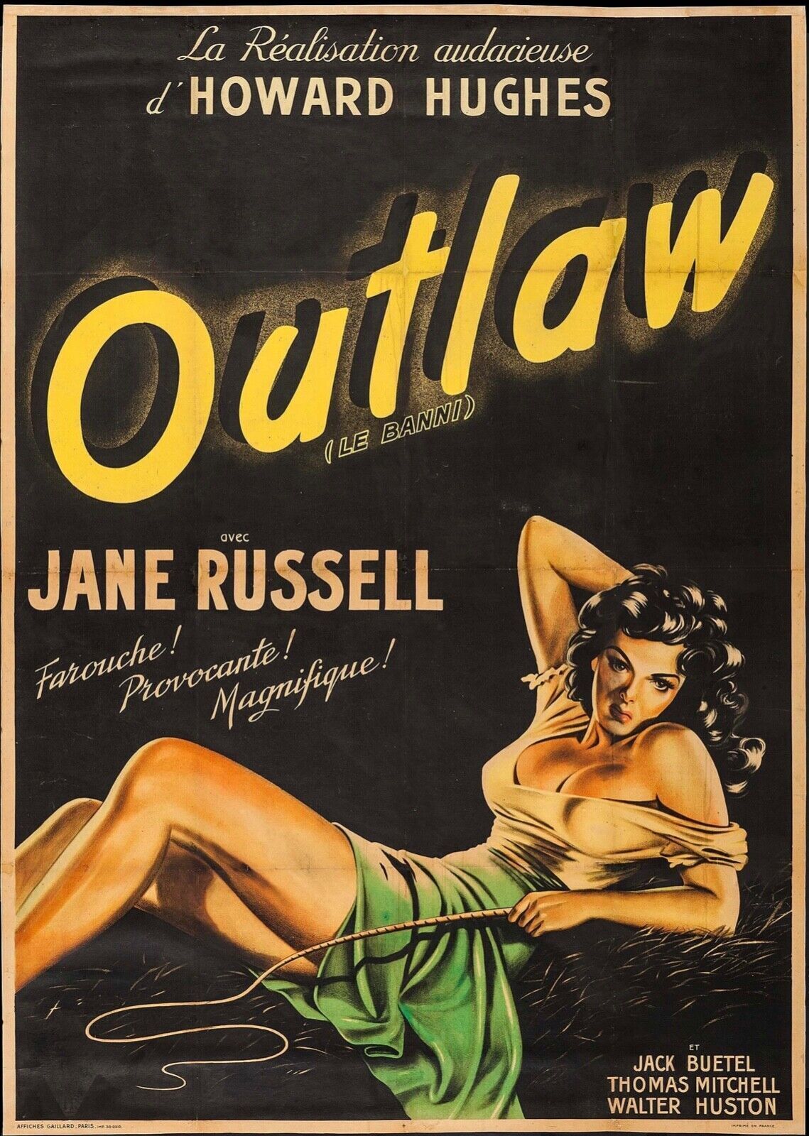 OUTLAW, JANE RUSSELL, 1943, Repro affiche cinéma VINTAGE, HQ.