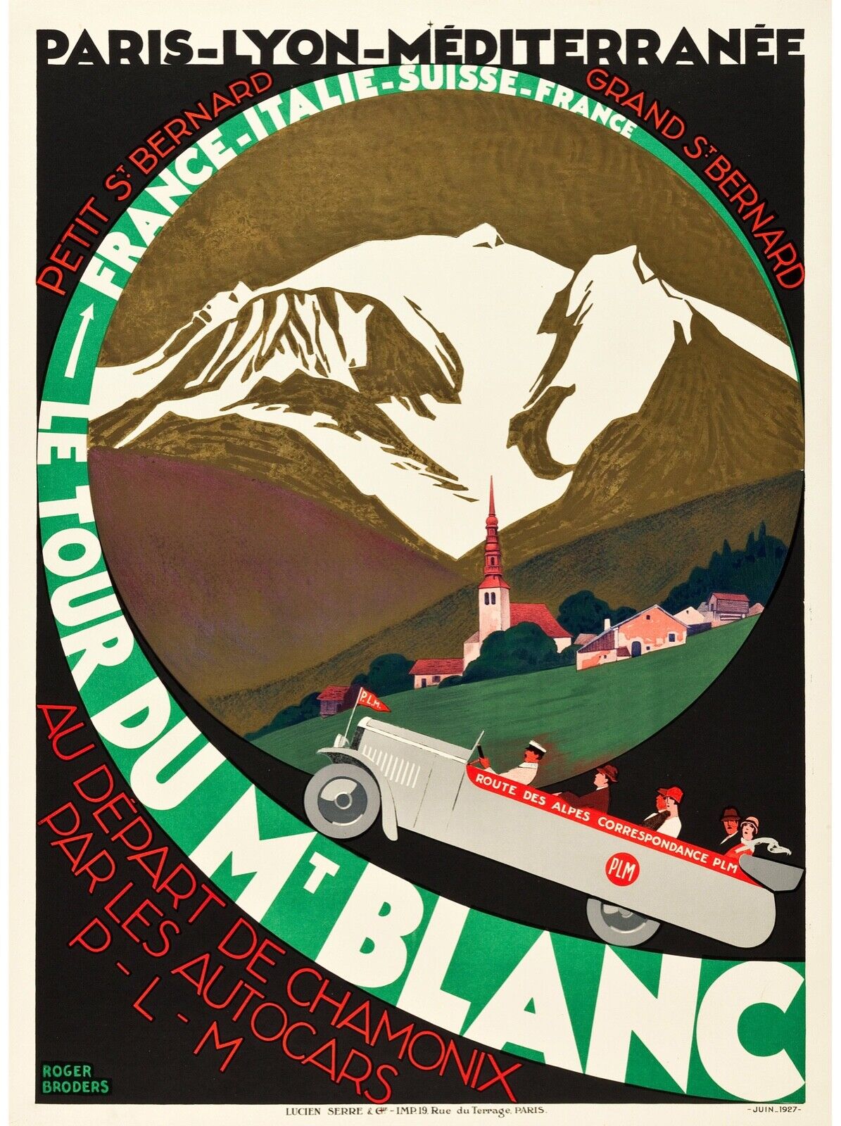 CHAMONIX, LE TOUR DU MONT BLANC, REPRO TRAVEL PUBLICITY POSTER, VINTAGE, HQ