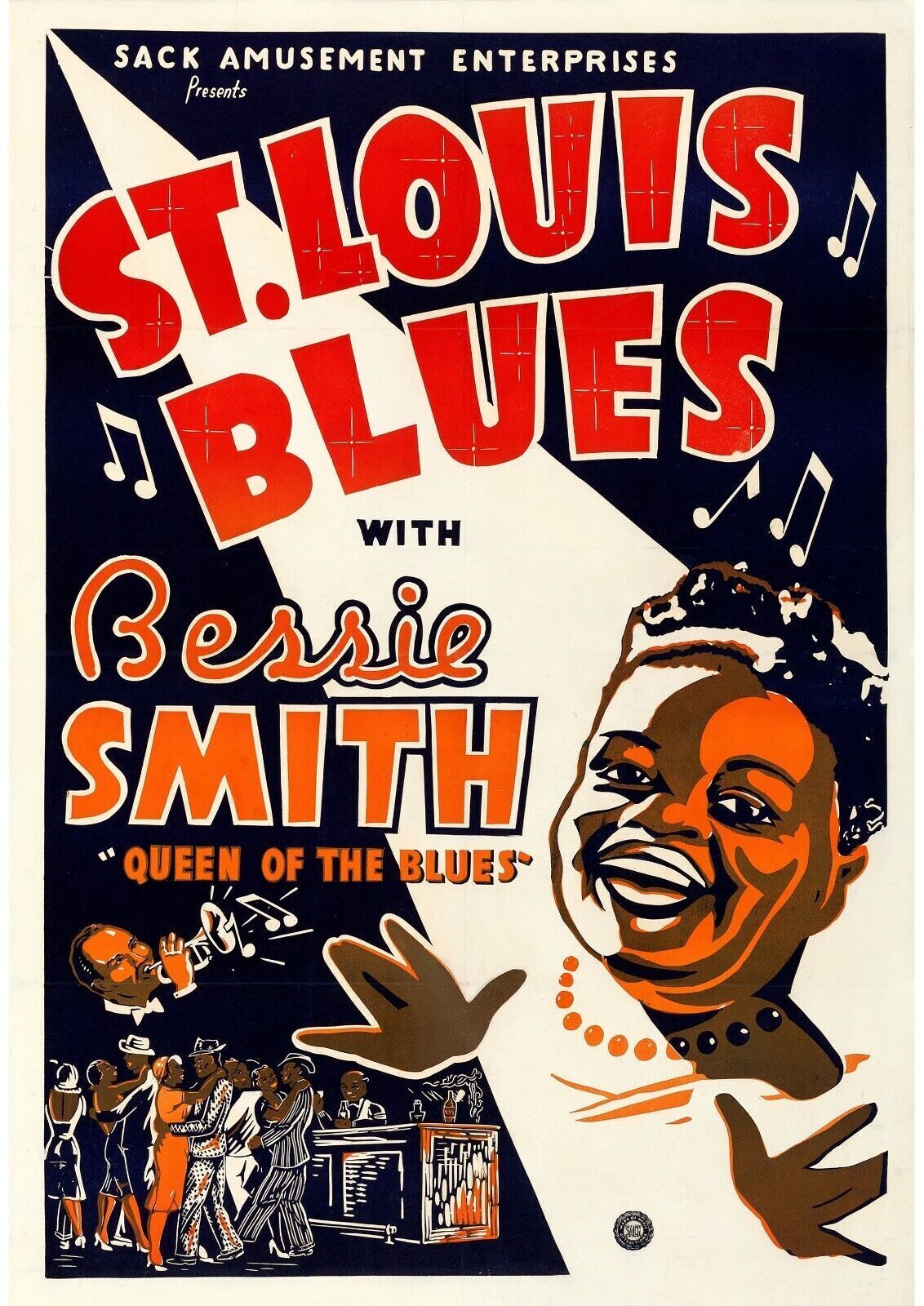 ST LOUIS BLUES, BESSIE SMITH, 1958, Repro affiche musique, HQ
