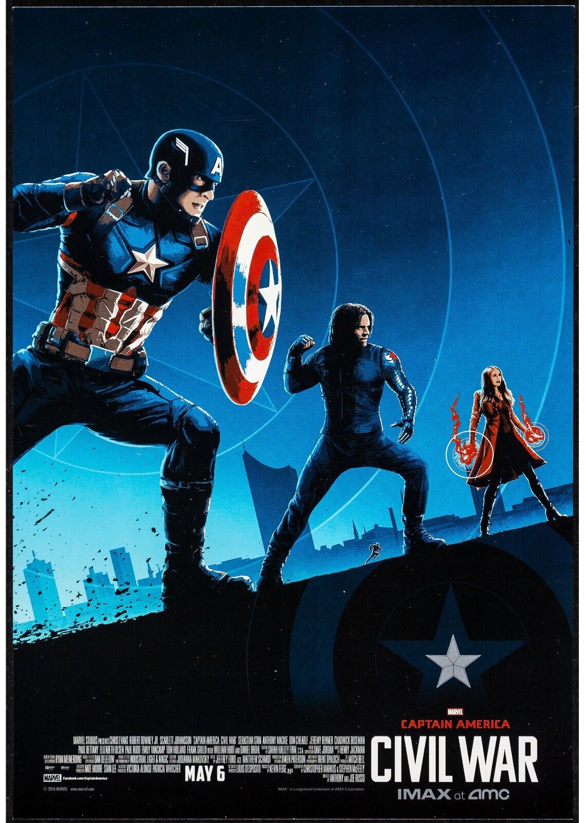 CAPTAIN AMERICA: CIVIL WAR – CHRIS EVANS, 2016, REPRO AFFICHE CINEMA VINTAGE, HQ