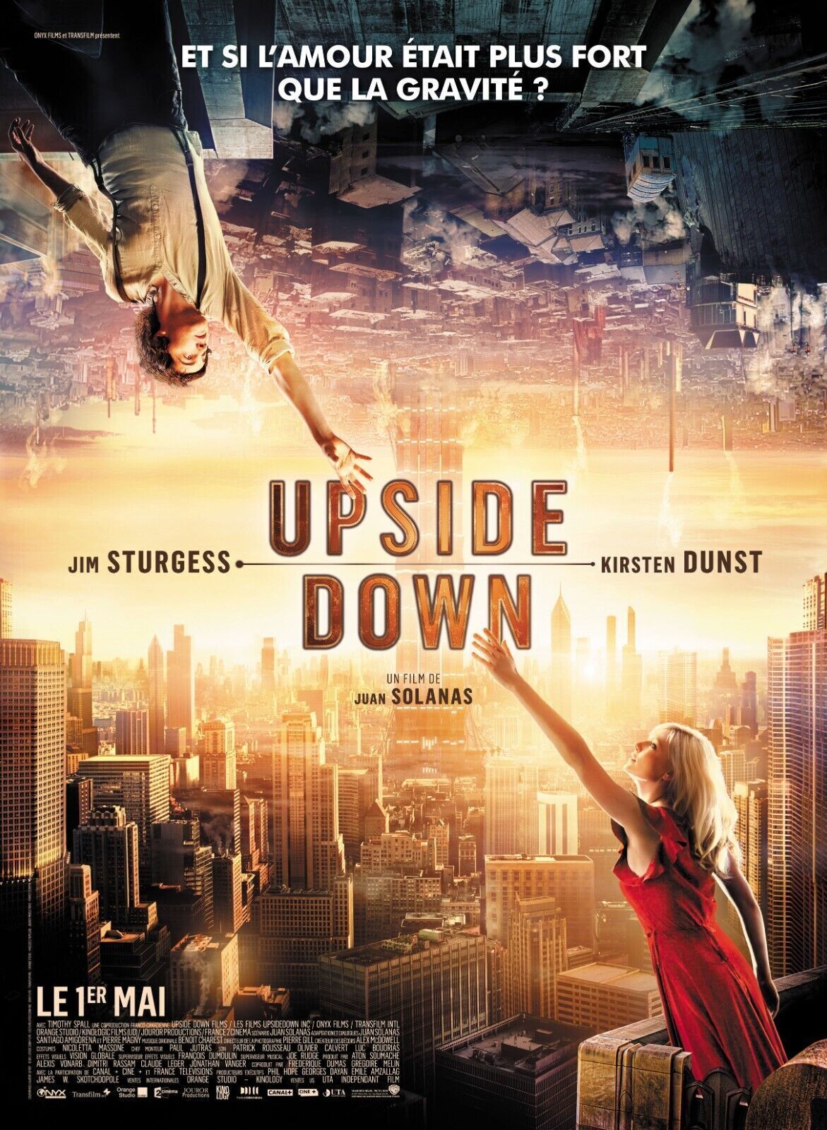 UPSIDE DOWN, KIRSTEN DUNST, JIM STURGESS, 2012, REPRO AFFICHE CINÉMA VINTAGE, HQ