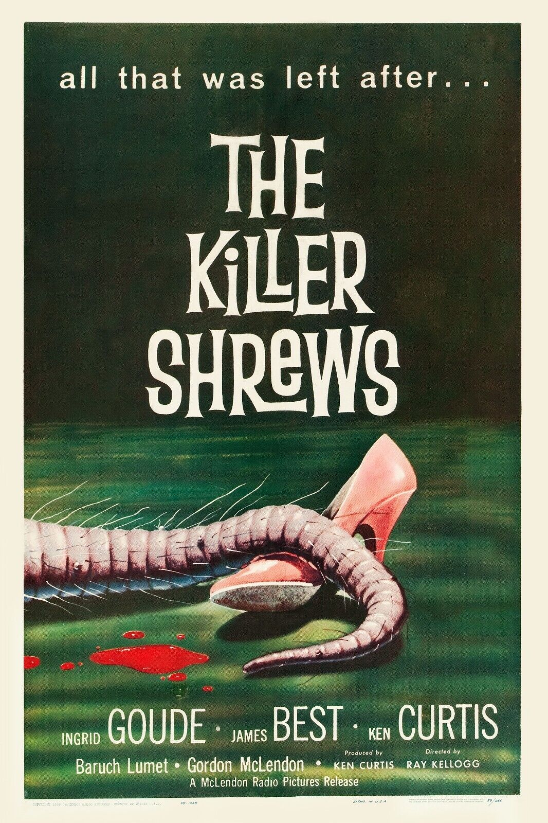 THE KILLER SHREWS, JAMES BEST, 1959, AFFICHE DE CINEMA VINTAGE HQ