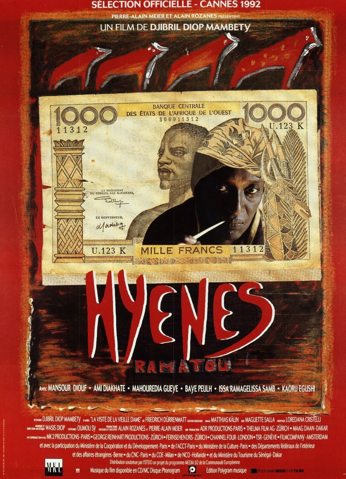 HYENES, AMINATA FALL, 1992, REPRO MOVIE POSTER, VINTAGE, HQ.