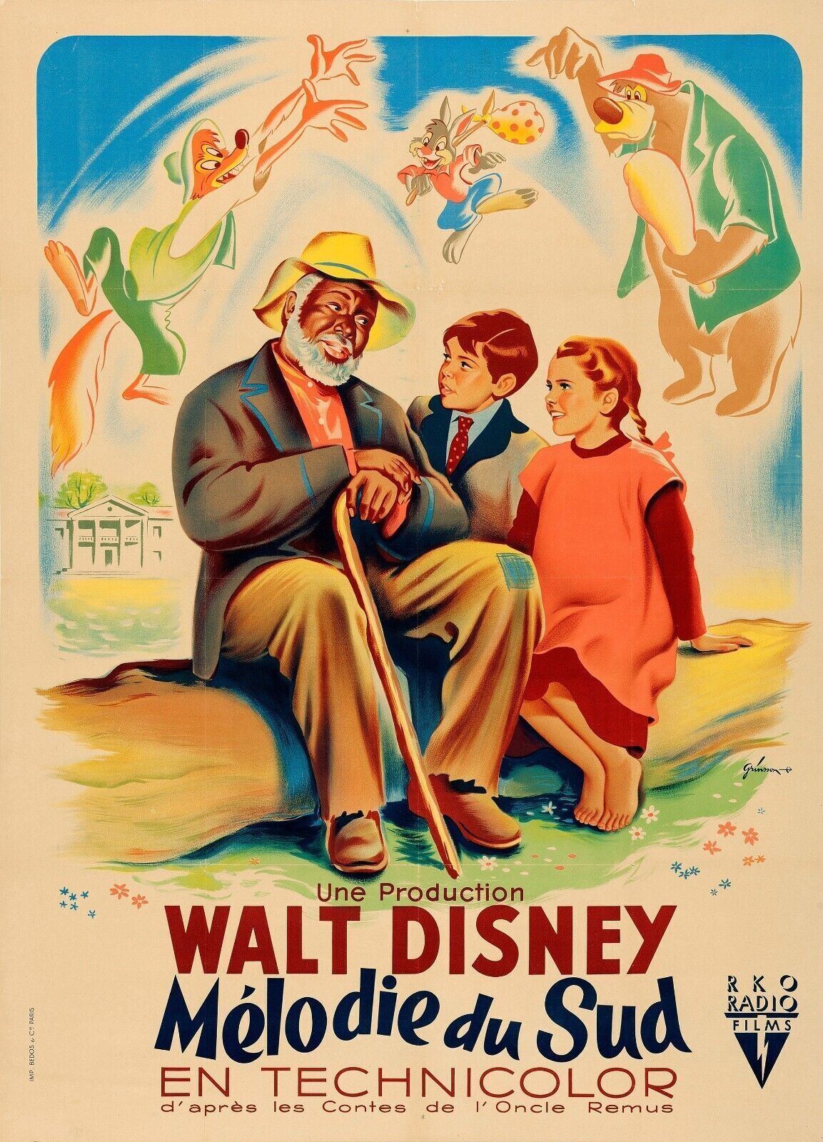 MÉLODIE DU SUD, WALT DISNEY, 1946, REPRO AFFICHE CINEMA VINTAGE, HQ
