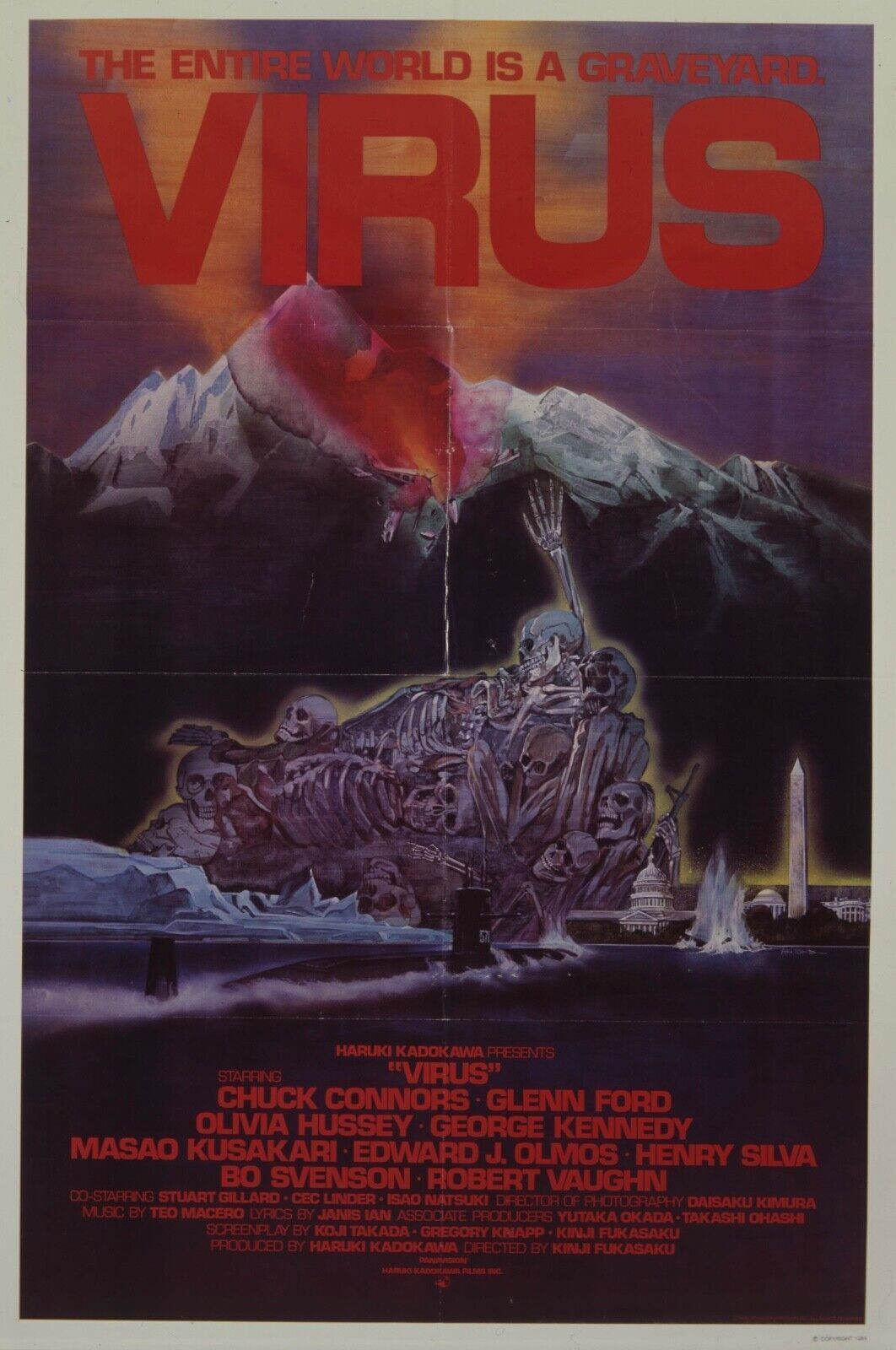 VIRUS, CHUCK CONNORS, GLENN FORD, 1980, REPRO AFFICHE CINÉMA VINTAGE, HQ