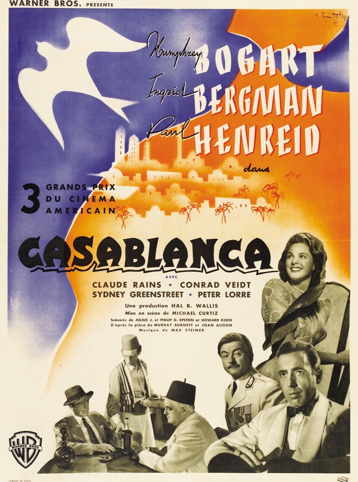CASABLANCA, HUMPHREY BOGART, 1942, REPRO MOVIE POSTER, VINTAGE, HQ