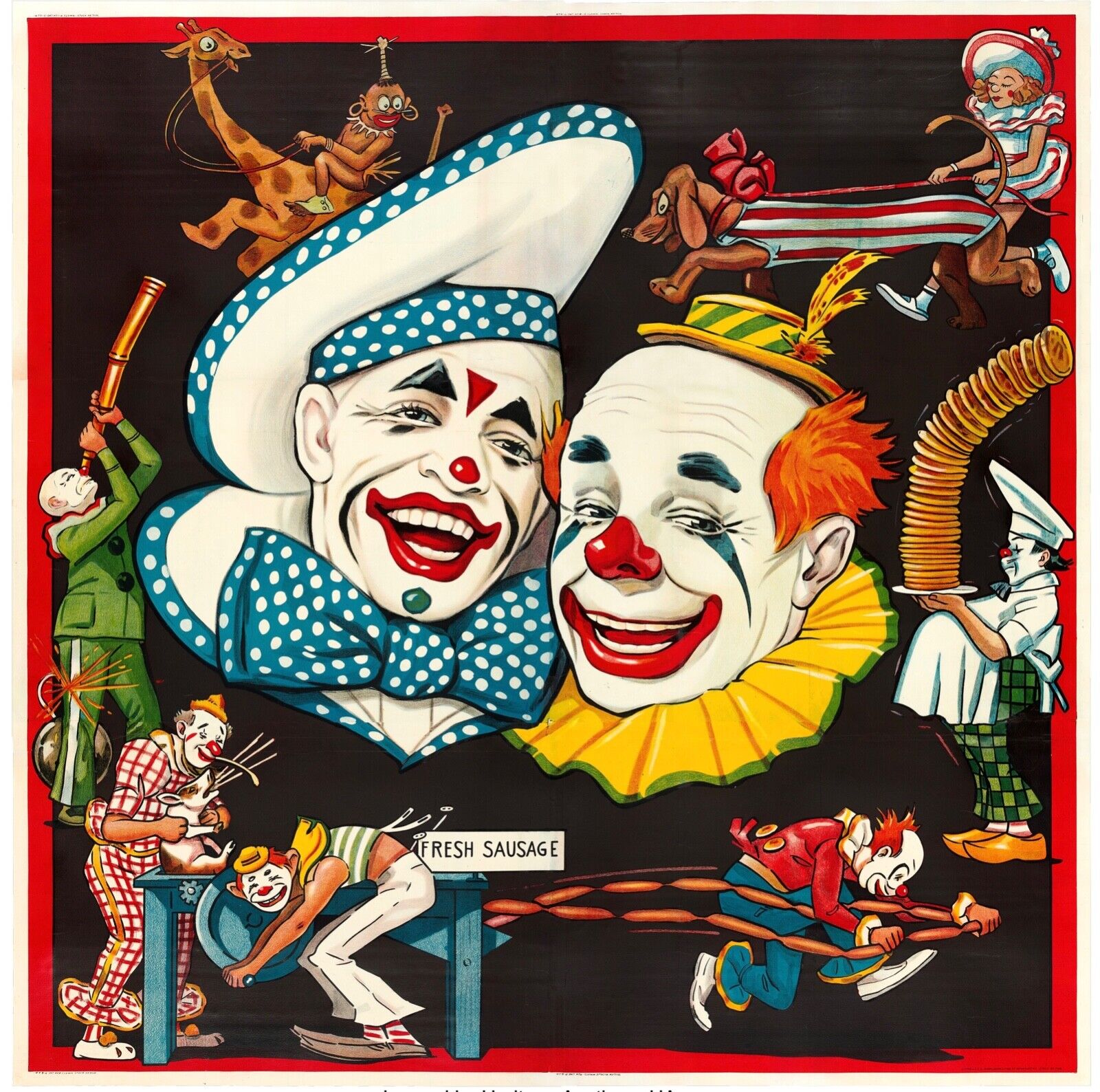 CLOWNS, CIRQUE, REPRO ADVERTISING POSTER, VINTAGE, HQ,