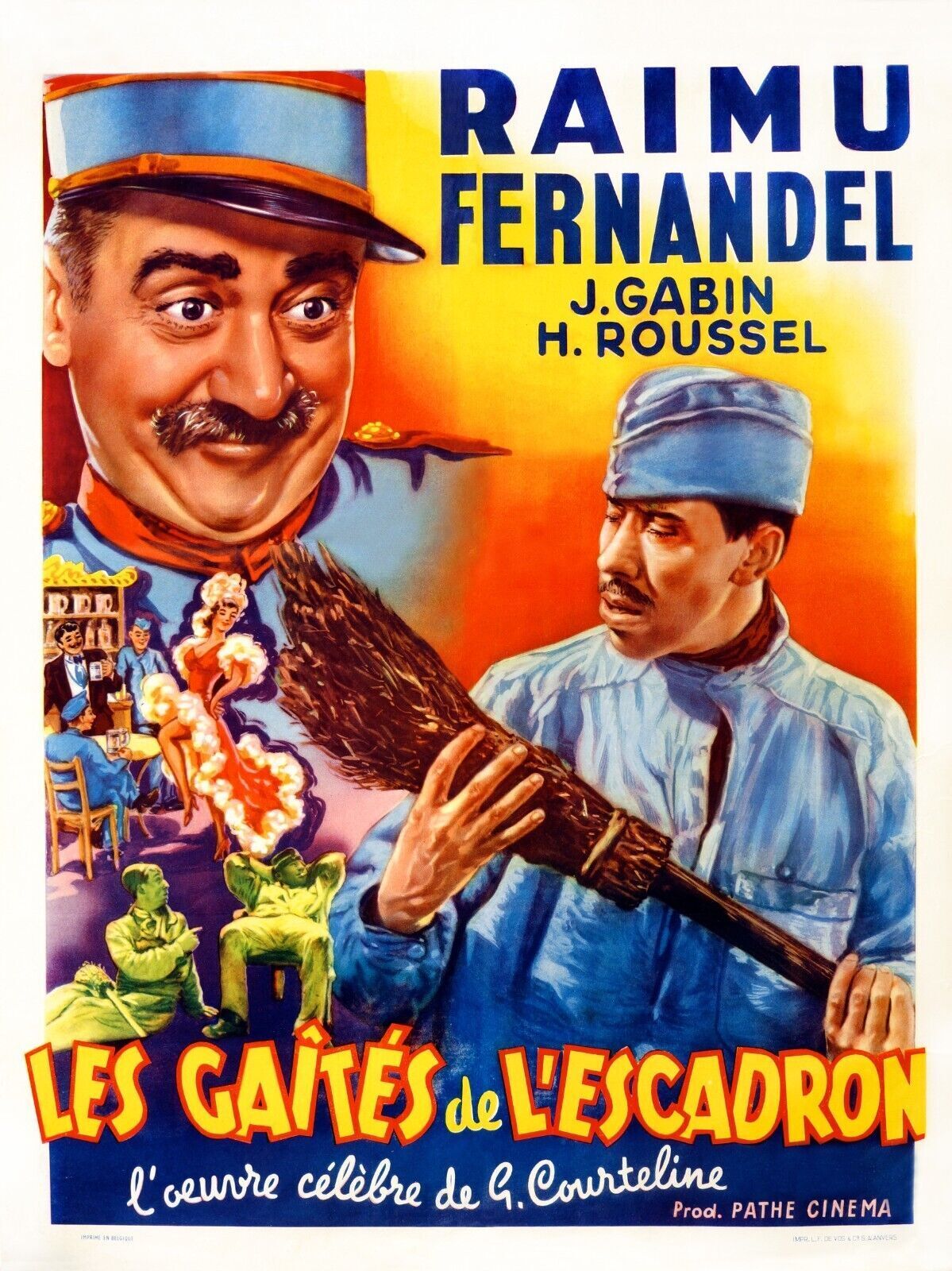 LES GAÎTÉS DE L’ESCADRON, RAIMU, JEAN GABIN, 1932, REPRO AFFICHE CINEMA VINTAGE, HQ