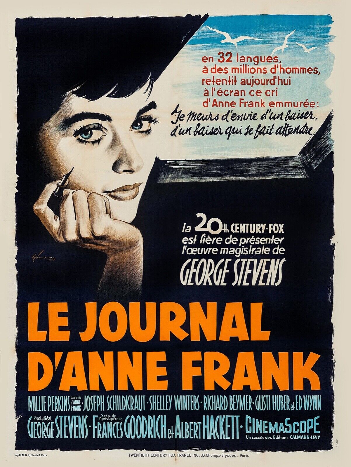 THE DIARY OF ANNE FRANK, GEORGE STEVENS, 1959, REPRO VINTAGE CINEMA POSTER, HQ