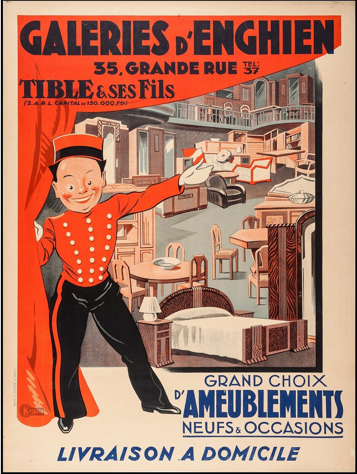 GALERIES D’ENGHIEN, REPRO ADVERTISING POSTER, VINTAGE, HQ