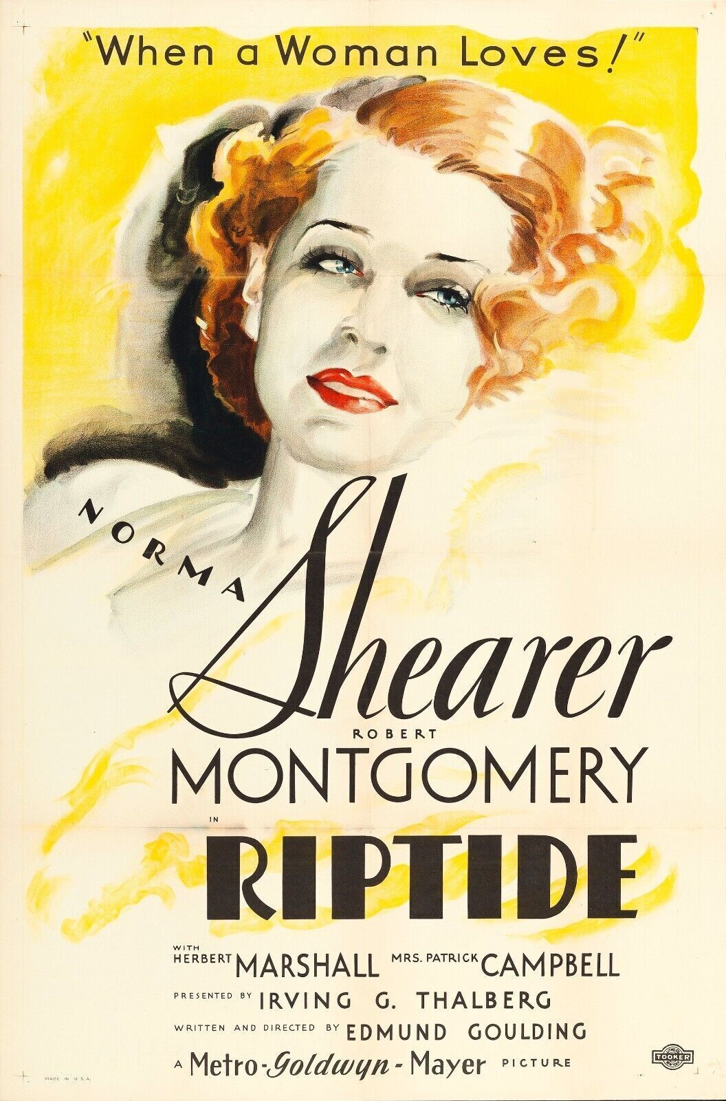 CUANDO UNA MUJER AMÓ, RIPTIDE, ROBERT MONTGOMERY, 1934, Póster de cine Repro, HQ