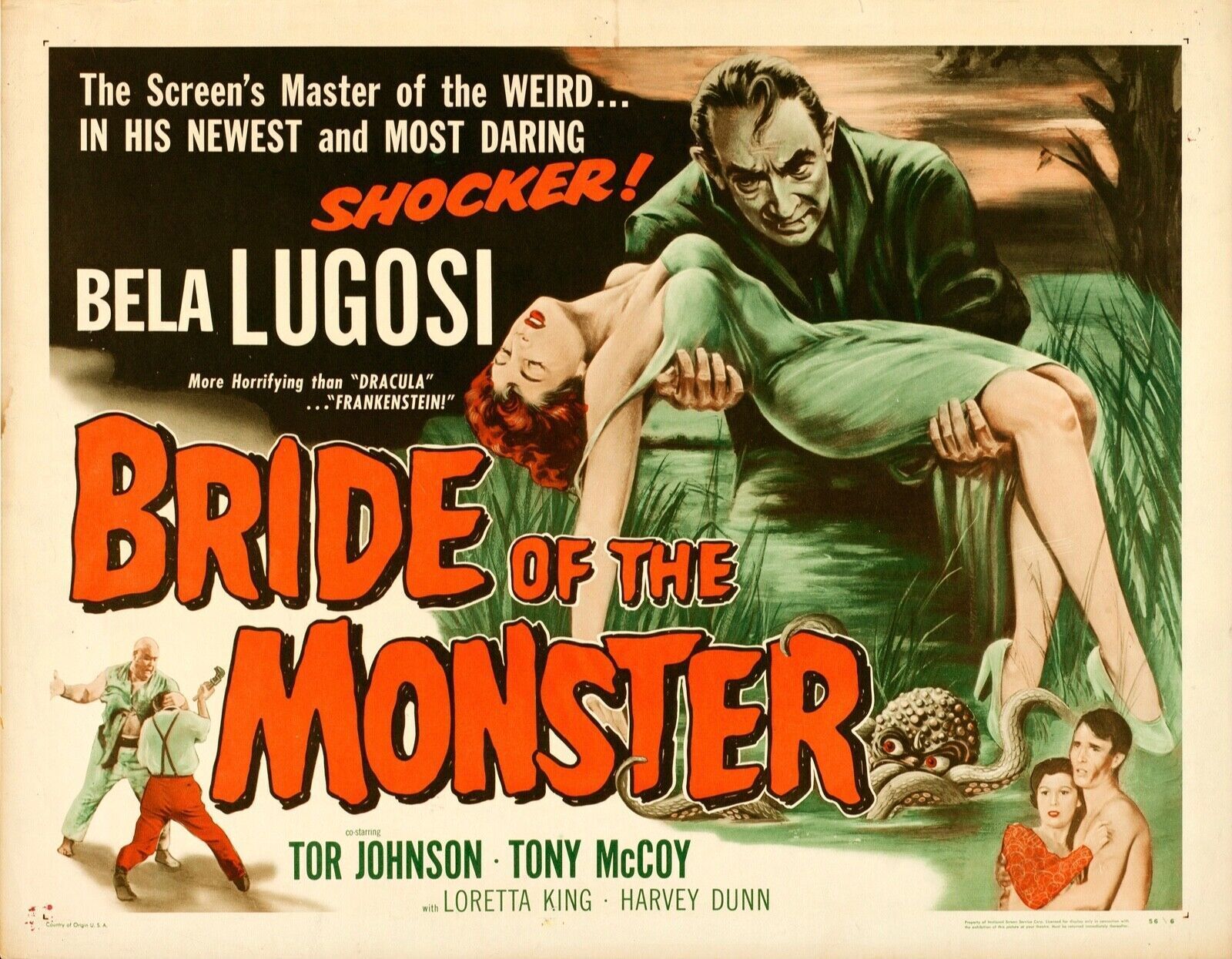 LA FIANCÉE DU MONSTRE, BELA LUGOSI, 1955, REPRO AFFICHE CINEMA VINTAGE, HQ