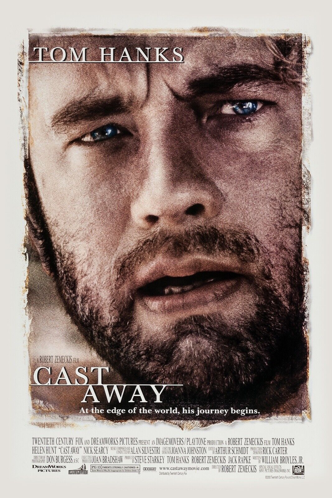 CAST AWAY, TOM HANKS - REPRO AFFICHE CINEMA VINTAGE HQ SUR TOILE