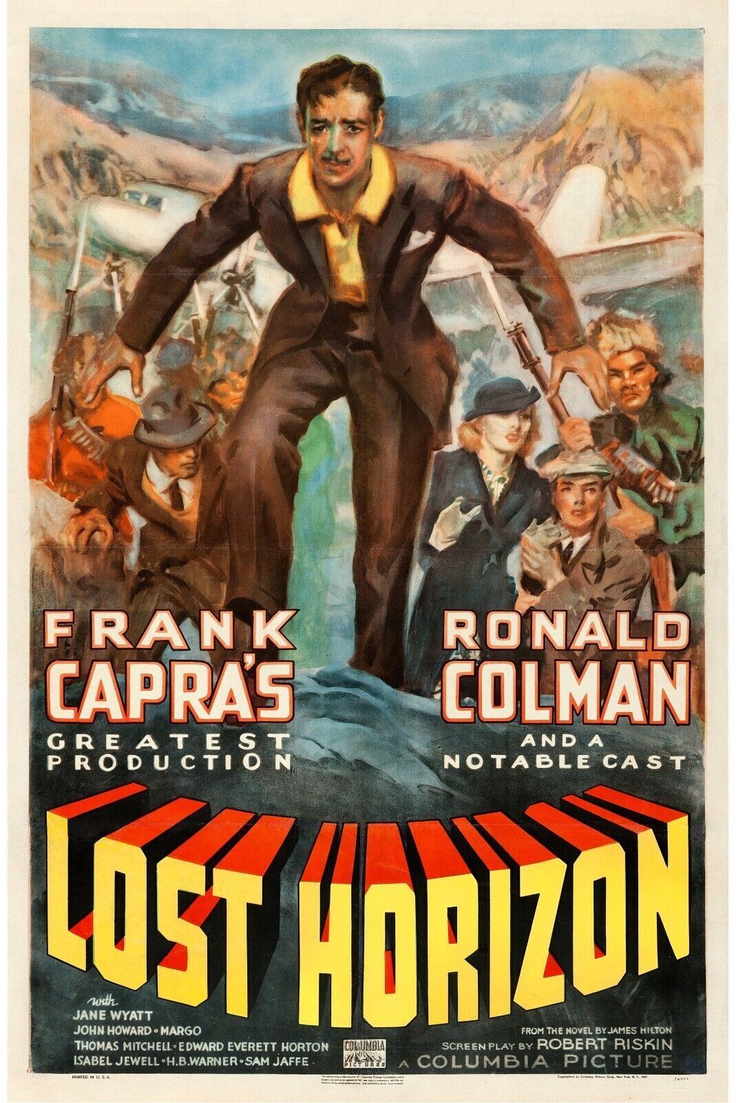 HORIZONS PERDUS, FRANK CAPRA, 1937, REPRO MOVIE POSTER, VINTAGE, HQ.