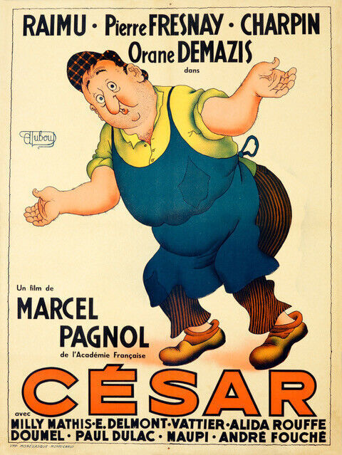 CÉSAR, RAIMU, MARCEL PAGNOL, 1936, REPRO MOVIE POSTER, VINTAGE, HQ