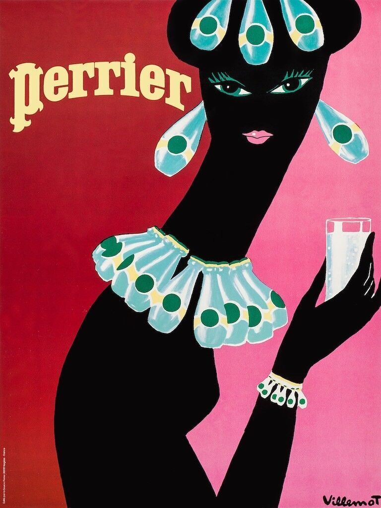 PERRIER C'EST FOU? VILLEMOT, REPRO AFFICHE PUBLICITAIRE, VINTAGE HQ