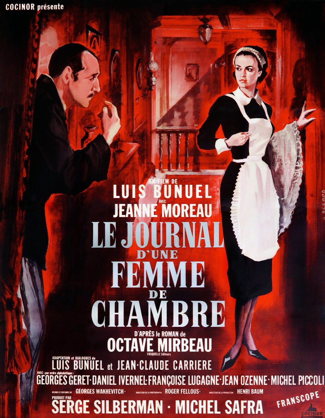 THE DIARY OF A CHAMBERMAID, JEANNE MOREAU, 1964, REPRO VINTAGE CINEMA POSTER, HQ