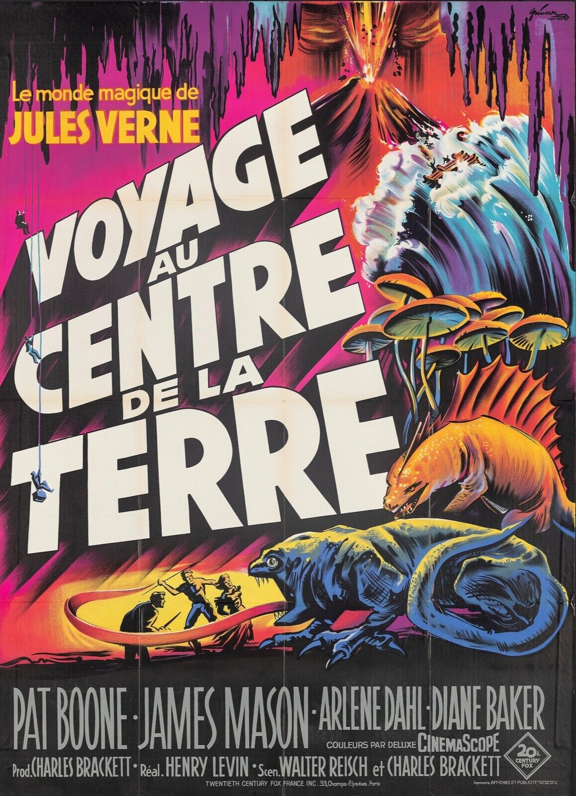 VOYAGE AU CENTRE DE LA TERRE, PAT BOONE, JULES VERNE, AFFICHE VINTAGE, HQ