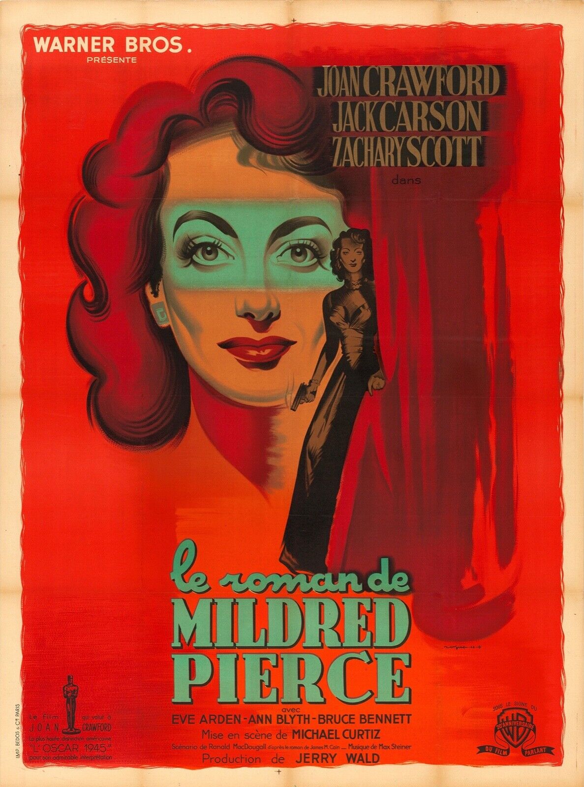 THE NOVEL OF MILDRED PIERCE, JOAN CRAWFORD, 1945, cinema poster reproduction, VINTAGE, HQ