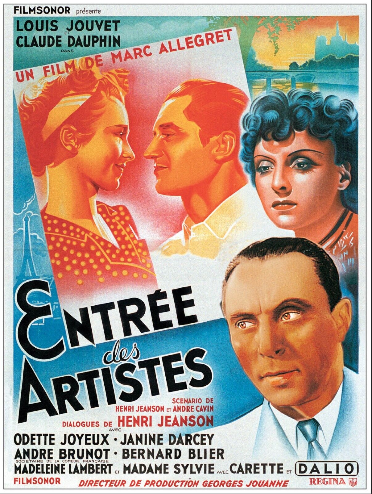 ARTISTS' ENTRANCE, ODETTE JOYEUX, 1938, REPRO MOVIE POSTER, VINTAGE, HQ
