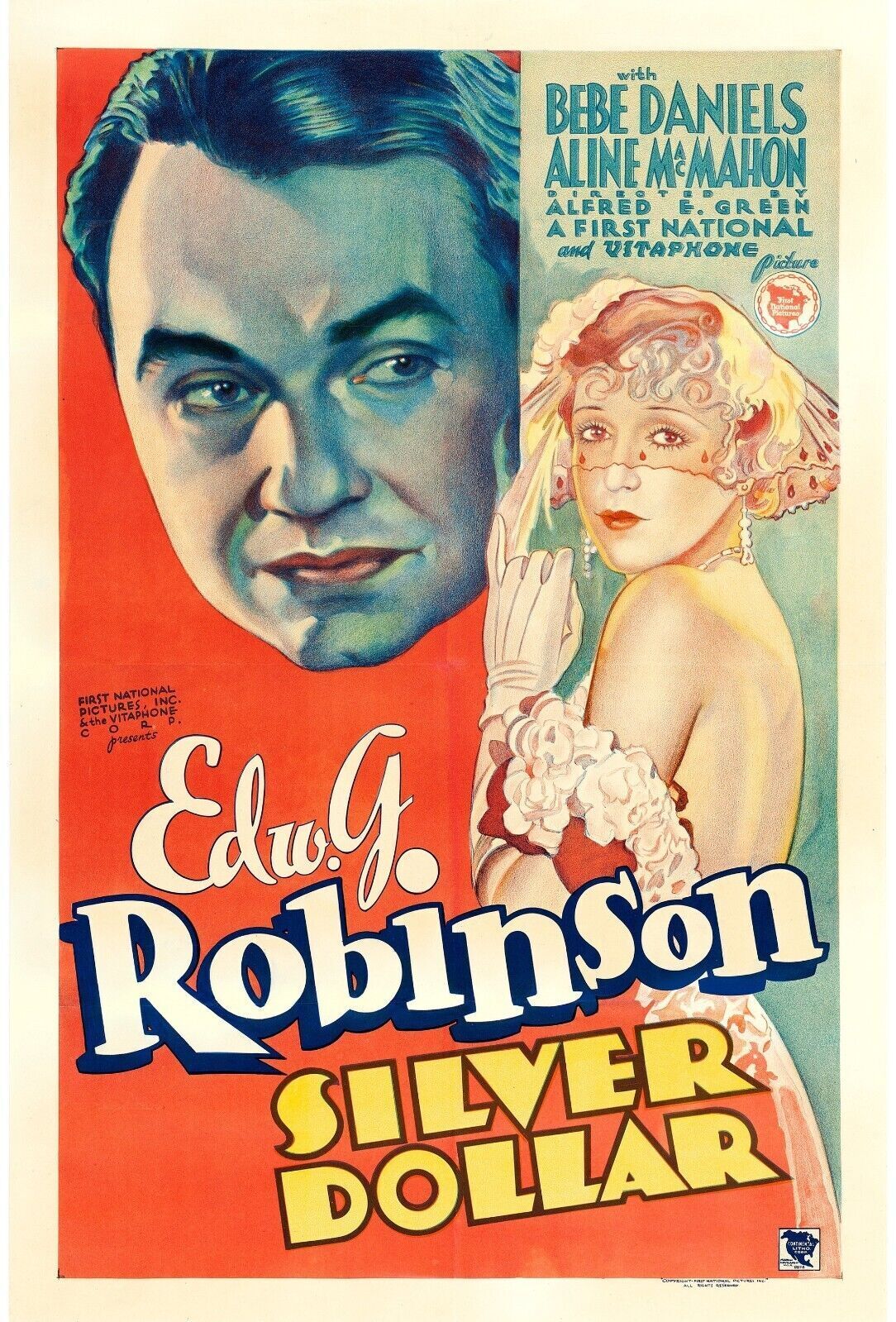 VALET D'ARGENT, BABE DANIELS, EDWY ROBINSON, 1932, repro affiche cinéma, HQ