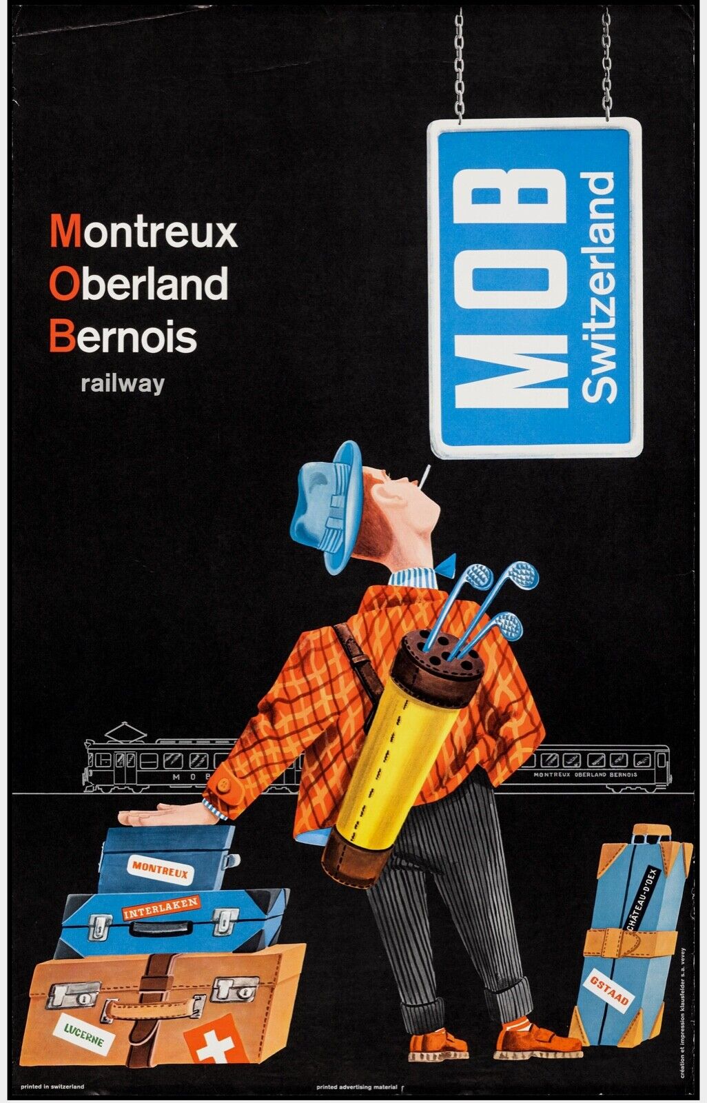 MOB SWITZERLAND, SUISSE, REPRO AFFICHE VINTAGE VOYAGE, HQ
