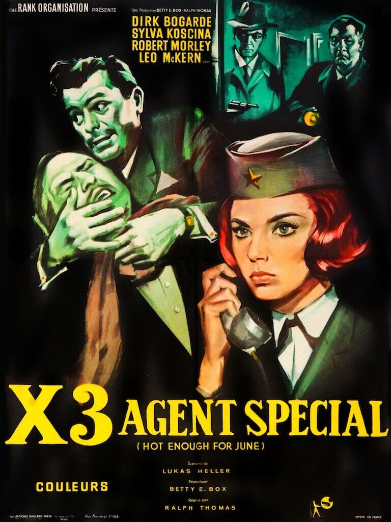 X3 AGENT SPECIAL, DIRK BOGARDE, SYLVA KOSCINA, REPRO AFFICHE, HQ