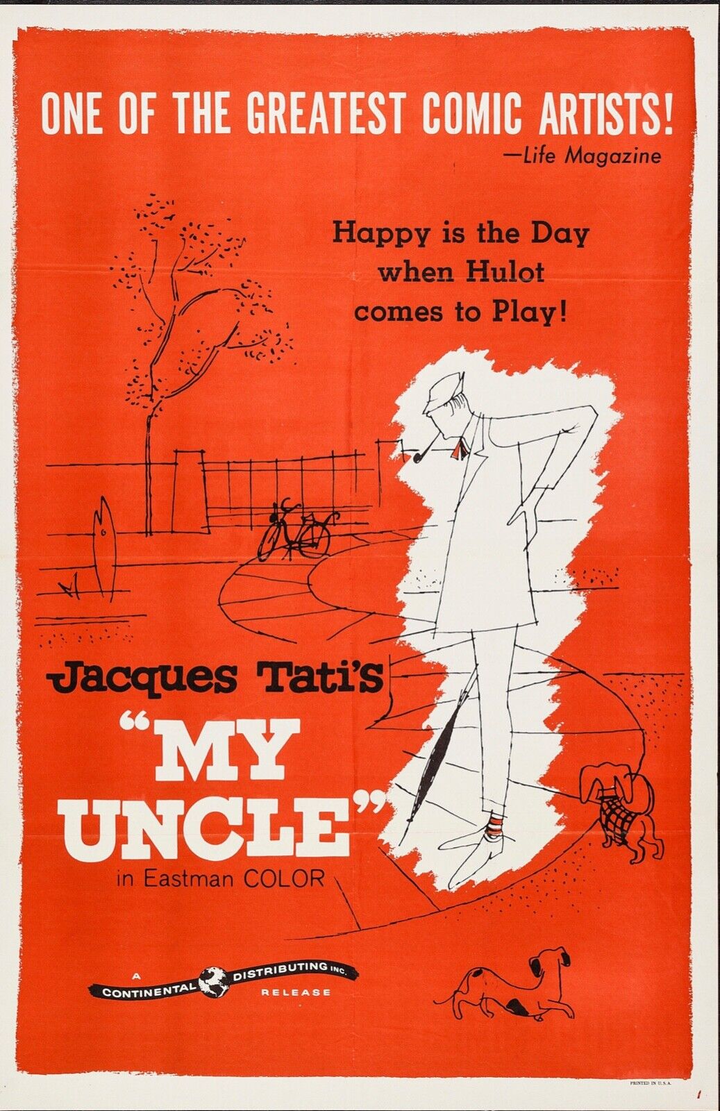MY UNCLE, JACQUES TATI, 1958, REPRO VINTAGE CINEMA POSTER, HQ
