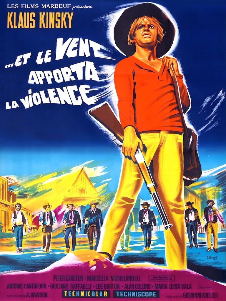 AND THE WIND WILL BRING VIOLENCE, KLAUS KINSKI, 1970, REPRO MOVIE POSTER, VINTAGE, HQ