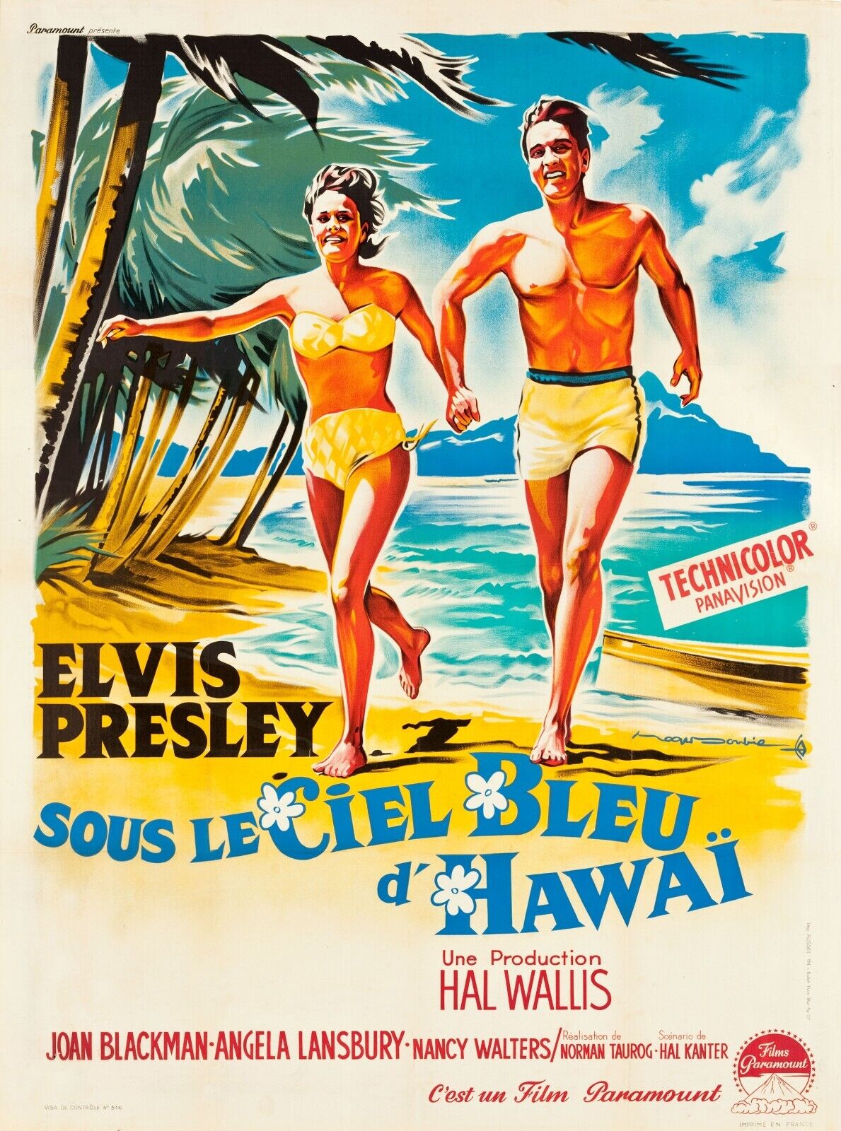 SOUS LE CIEL BLEU D'HAWAÏ, ELVIS PRESLEY, 1961, REPRO AFFICHE CINEMA VINTAGE