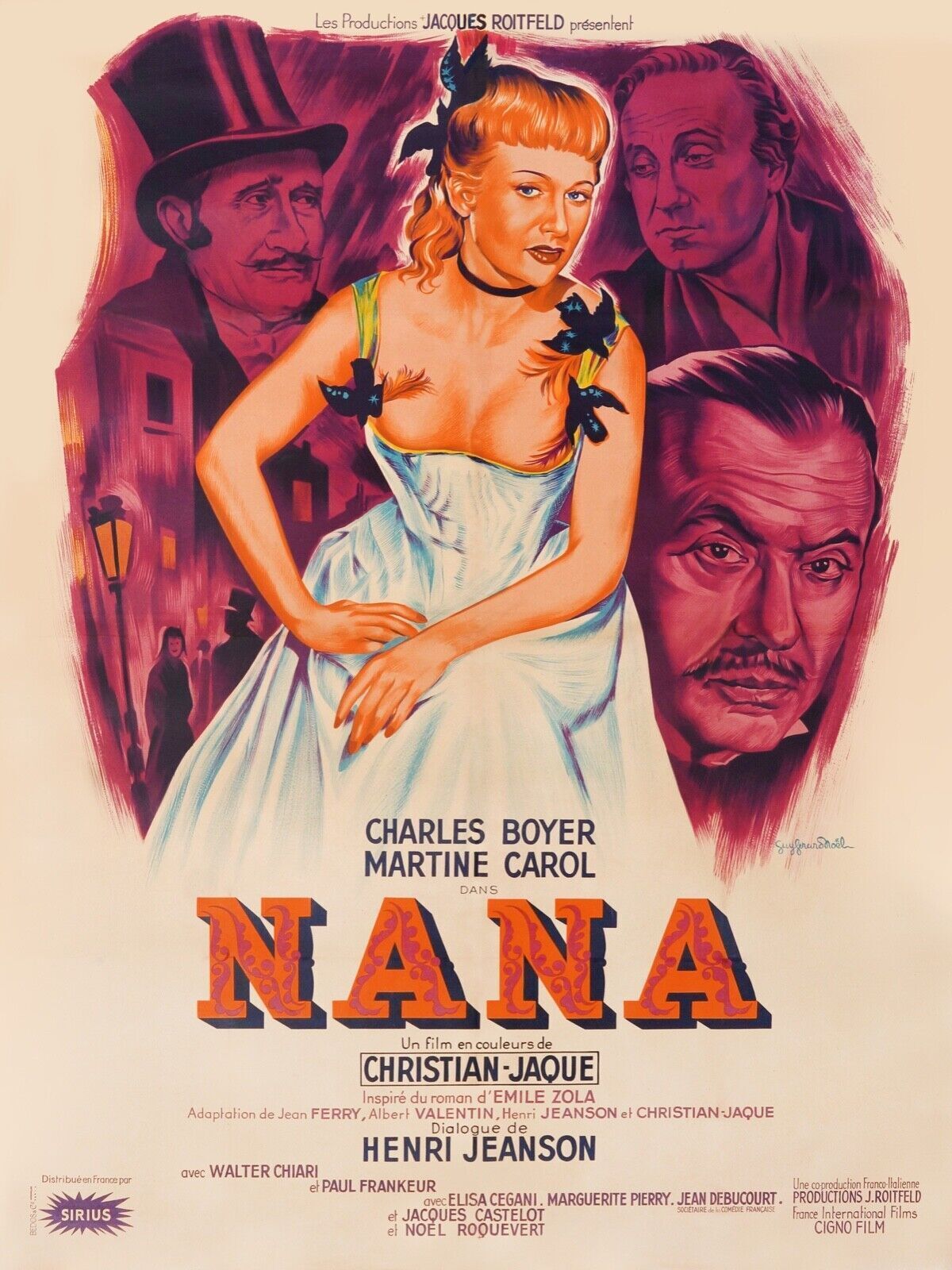 NANA, CHARLES BOYER, 1955, REPRO VINTAGE CINEMA POSTER, HQ