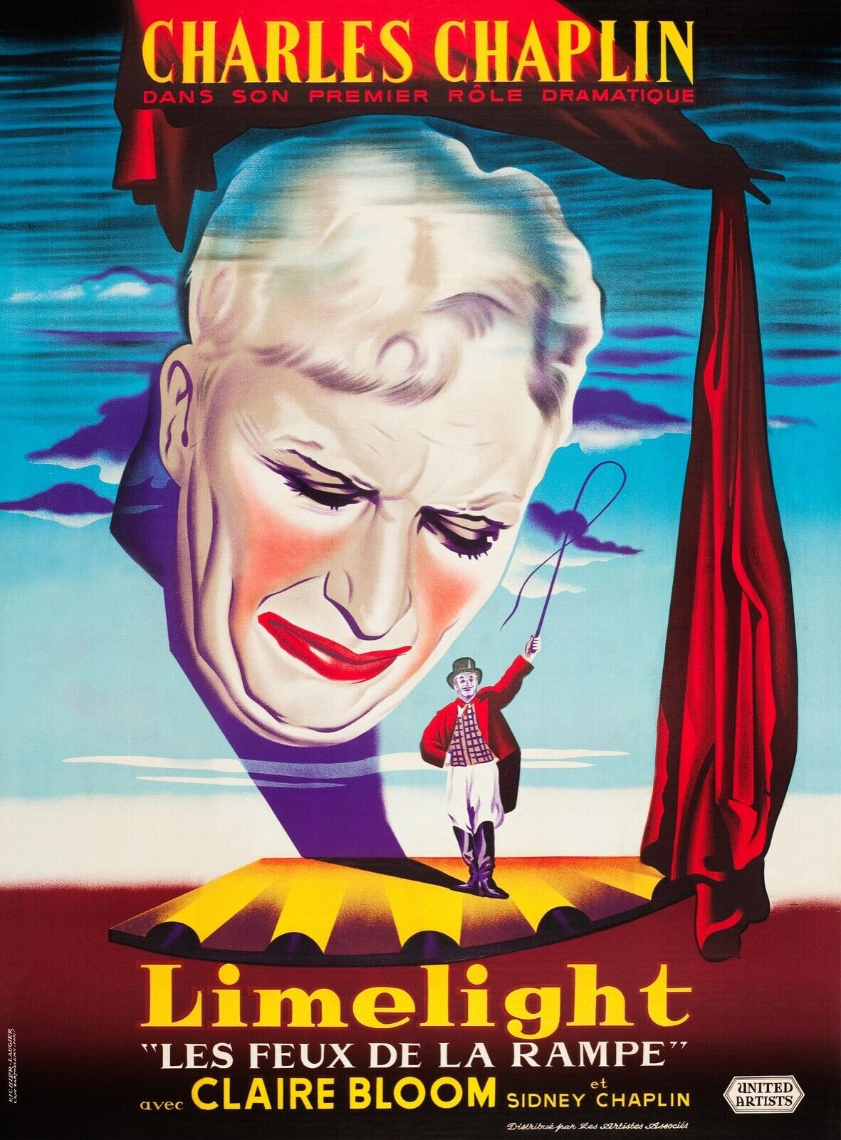 LIMELIGHT, CHARLES CHAPLIN, 1952, REPRO VINTAGE CINEMA POSTER, HQ