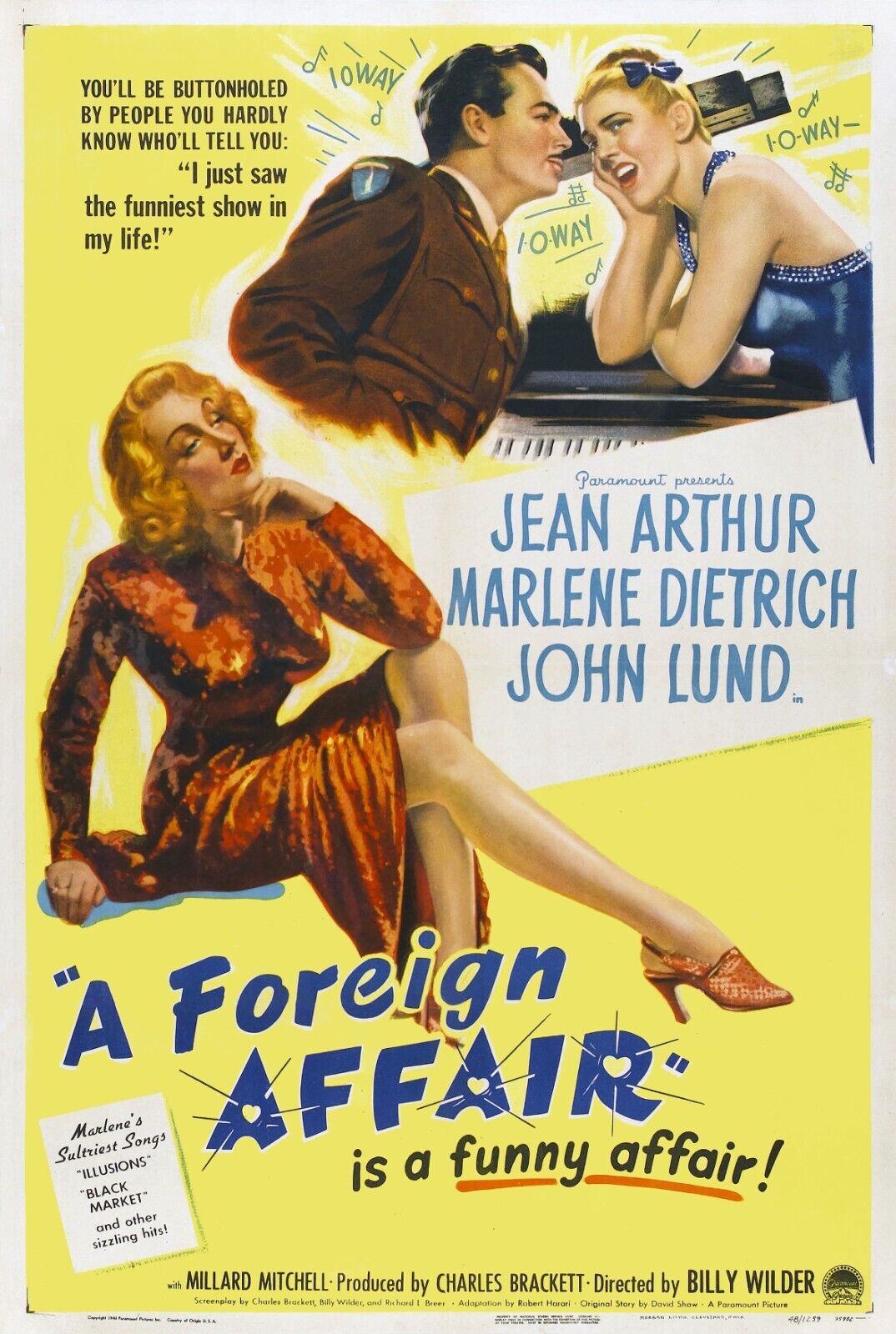 LA SCANDALEUSE DE BERLIN, MARLENE DIETRICH, 1948, REPRO AFFICHE CINEMA VINTAGE, HQ