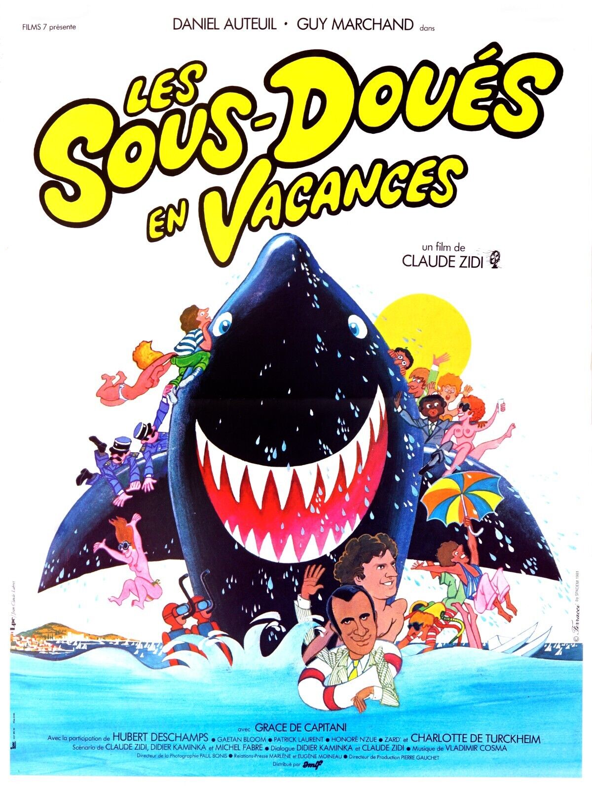 LES SOUS-DOUÉS EN VACANCES, CLAUDE ZIDI, 1982, REPRO AFFICHE CINEMA VINTAGE, HQ