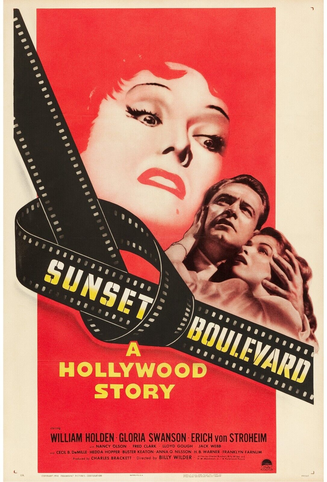 BOULEVARD DU CRÉPUSCULE, GLORIA SWANSON, 1950, REPRO MOVIE POSTER, VINTAGE, HQ