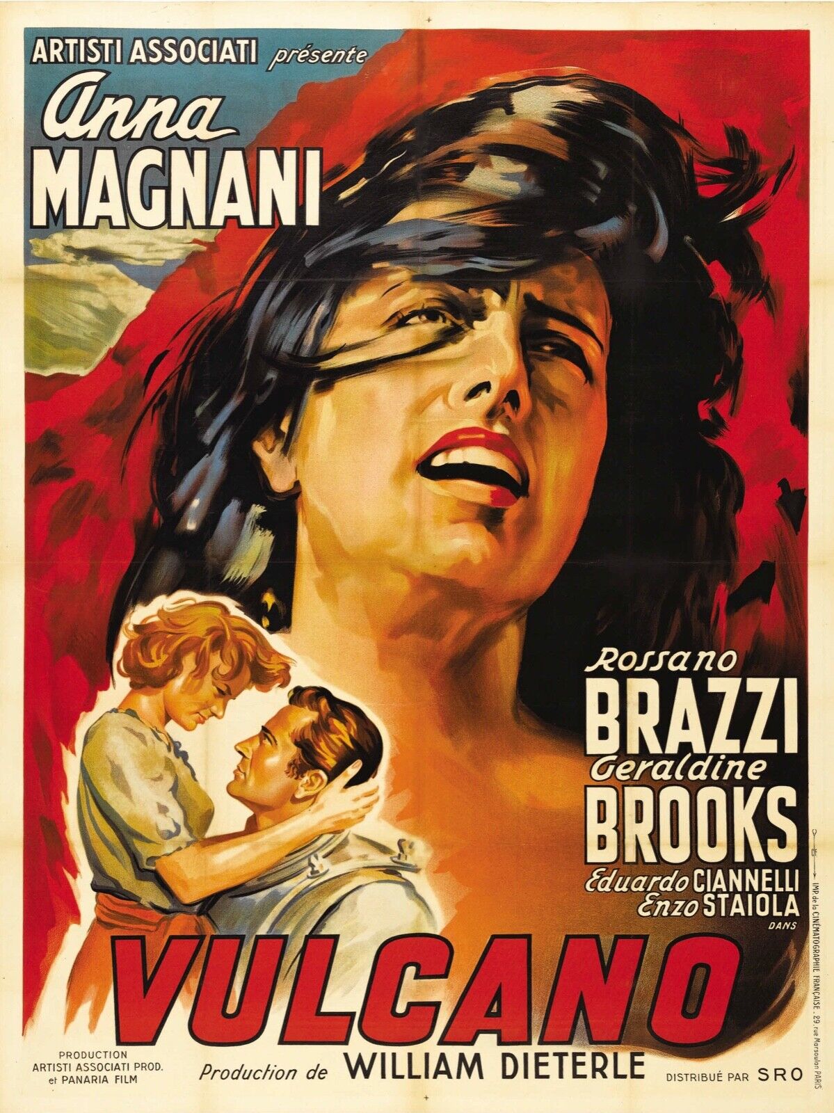 VULCANO ANNA MAGNANI, WILLIAM DIETERLE 1950 AFFICHE CINEMA VINTAGE HQ