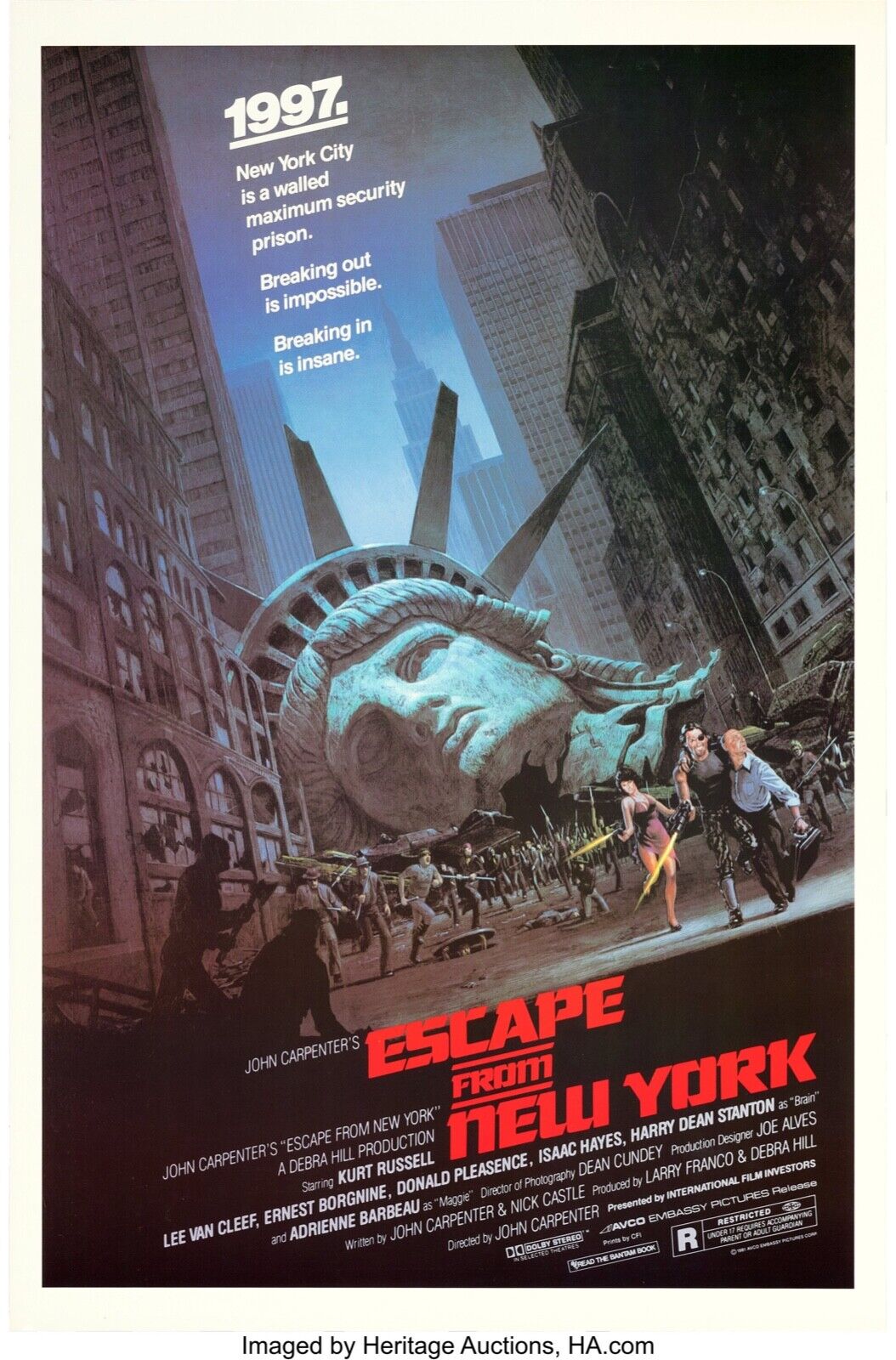 NEW-YORK 1997, JOHN CARPENTER, KURT RUSSELL, 1981, AFFICHE CINEMA VINTAGE, HQ