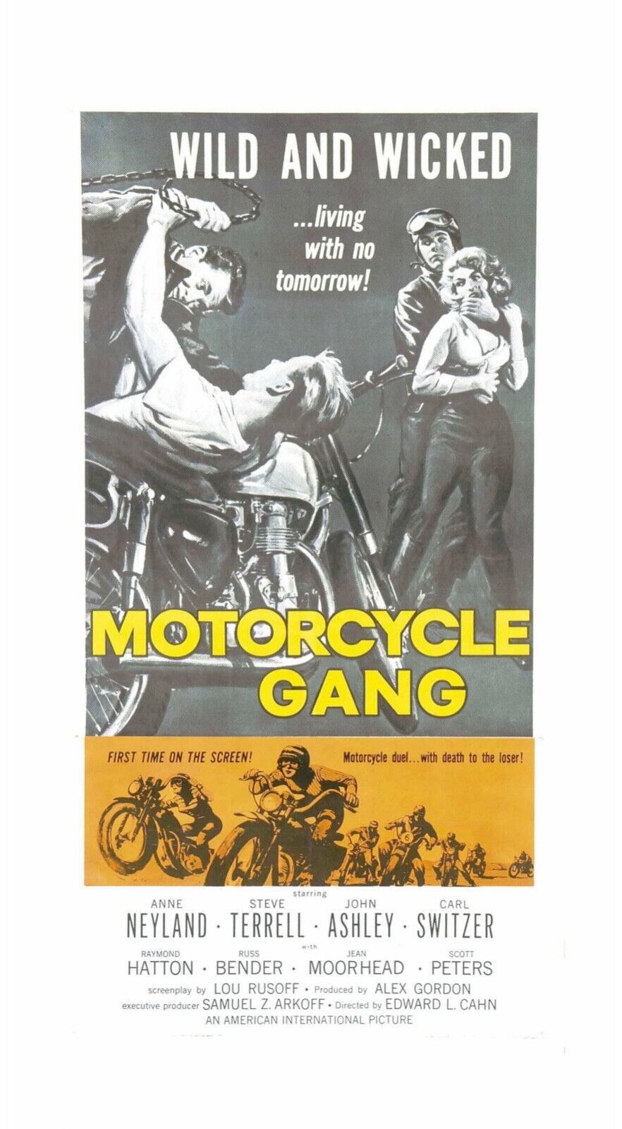 MOTORCYCLE GANG, JOHN ASHLEY, 1957, REPRO VINTAGE CINEMA POSTER, HQ