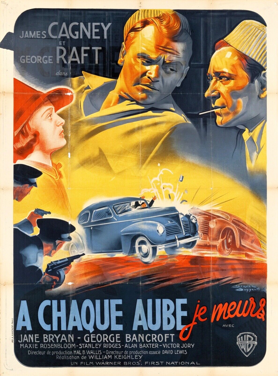 AT EVERY DAWN I DIE, JAMES CAGNEY, 1939, REPRO MOVIE POSTER, VINTAGE, HQ