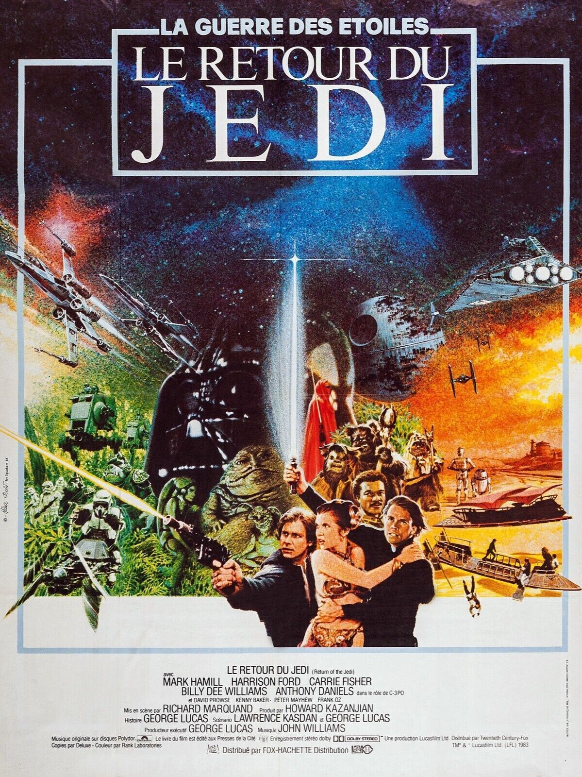 LE RETOUR DU JEDI (STAR WARS: RETURN OF THE JEDI), LA GUERRE DES ÉTOILES, MARK HAMILL, 1983, Repro affiche cinéma VINTAGE, HQ