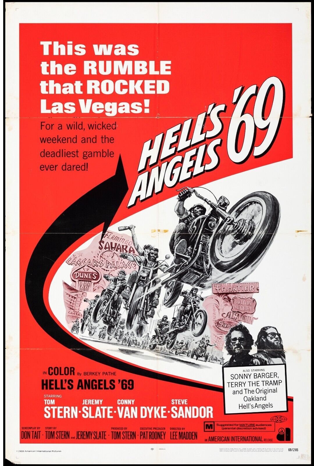 HELL'S ANGELS 69, TOM STERN, MOTOS, REPRO AFFICHE CINEMA VINTAGE HQ